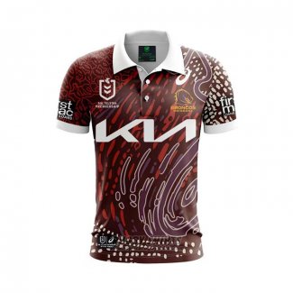 Shirt Polo Brisbane Broncos Rugby 2024 Indigenous